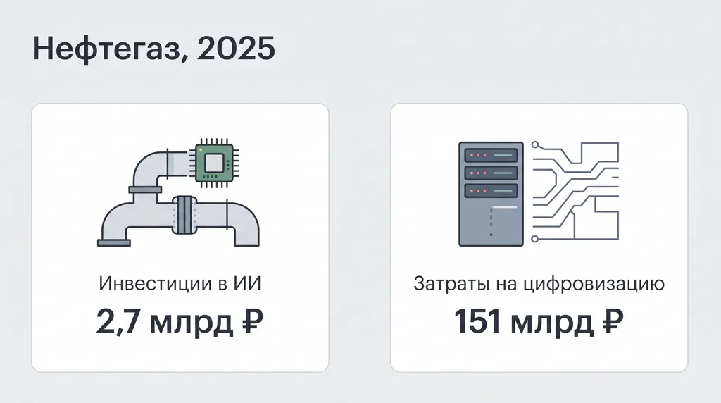Показаны отдельно инвестиции нефтегаза в ИИ и его расходы на цифровизацию за 2025 год